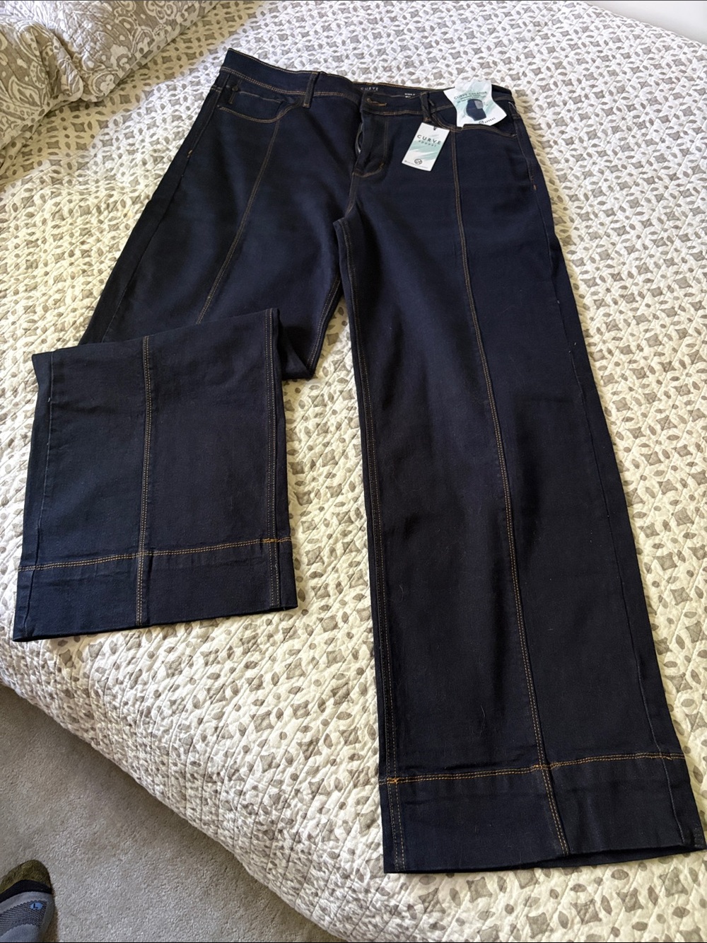 Women's Dark Indigo Wide-Leg Jeans - Unbranded